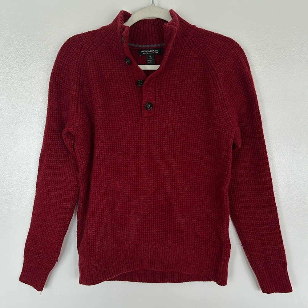 Banana Republic Red Wine Mockneck Button Neck Sweater Medium